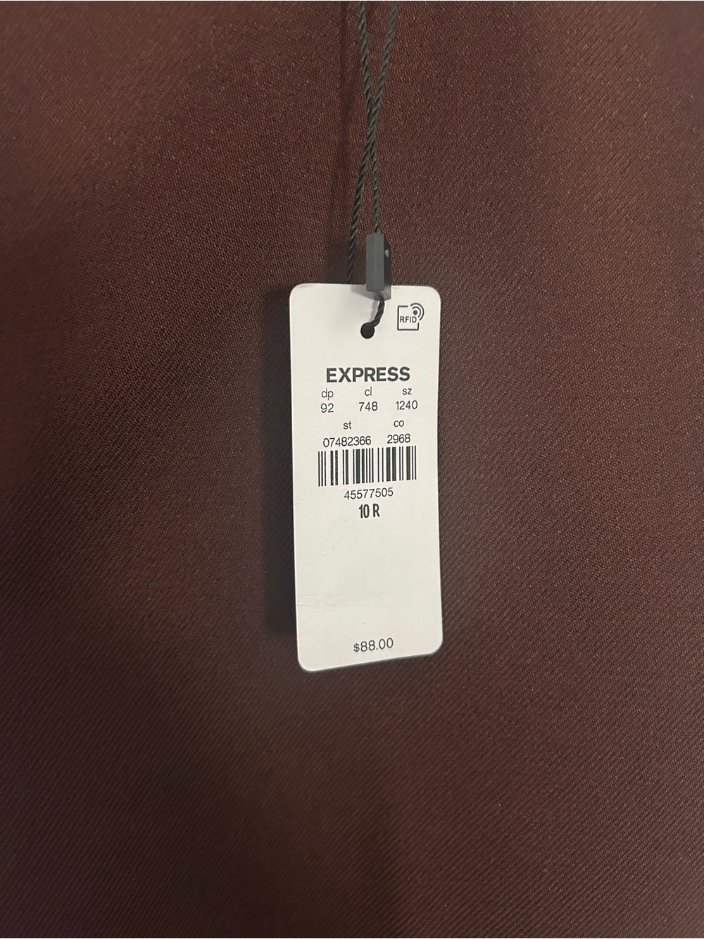 NWT Express Women's High-Rise Tapered Trousers — Deep Wine - Picture 4 of 4